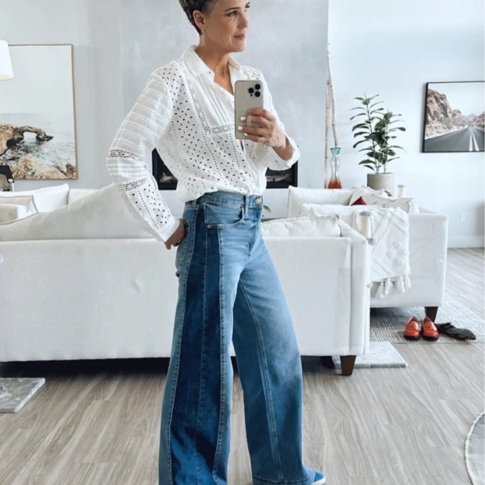 NWT GAP Two-Tone wide leg Jeans in tall